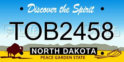 TOB2458 North Dakota License Plate