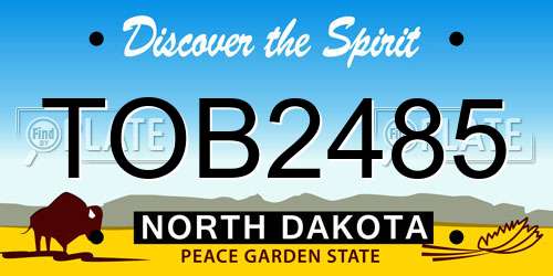 TOB2485 North Dakota License Plate