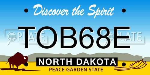 TOB68E North Dakota License Plate