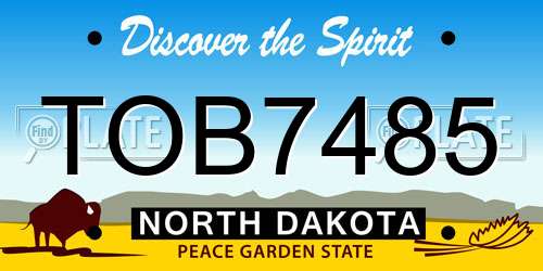 TOB7485 North Dakota License Plate