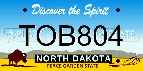TOB804 North Dakota License Plate