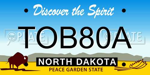 TOB80A North Dakota License Plate