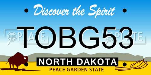 TOBG53 North Dakota License Plate