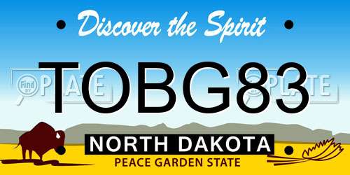 TOBG83 North Dakota License Plate