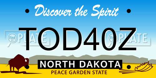 TOD40Z North Dakota License Plate