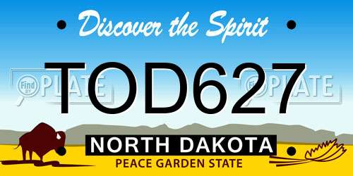 TOD627 North Dakota License Plate