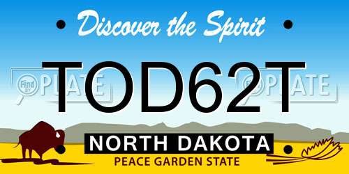 TOD62T North Dakota License Plate