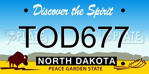 TOD677 North Dakota License Plate