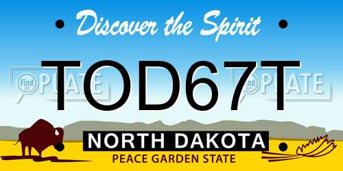 TOD67T North Dakota License Plate