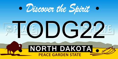TODG22 North Dakota License Plate