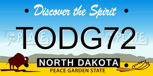 TODG72 North Dakota License Plate