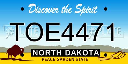 TOE4471 North Dakota License Plate
