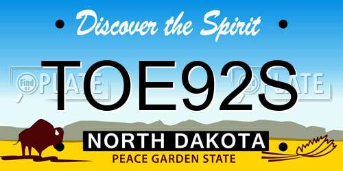 TOE92S North Dakota License Plate