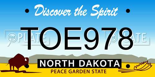 TOE978 North Dakota License Plate