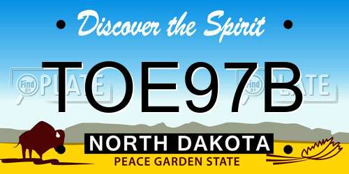 TOE97B North Dakota License Plate