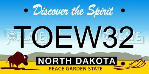 TOEW32 North Dakota License Plate