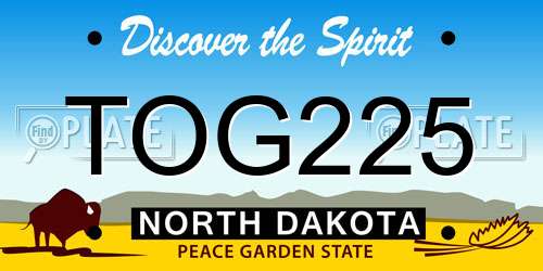 TOG225 North Dakota License Plate