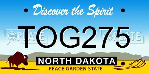 TOG275 North Dakota License Plate