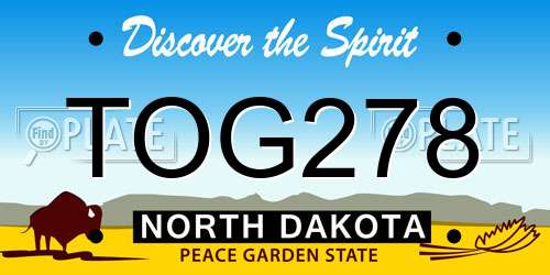 TOG278 North Dakota License Plate