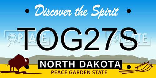TOG27S North Dakota License Plate