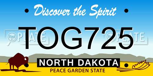 TOG725 North Dakota License Plate
