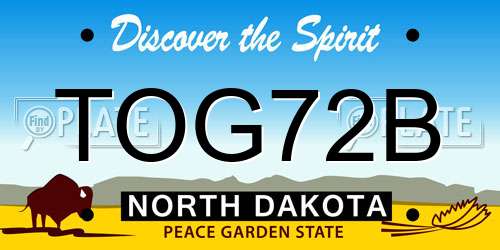 TOG72B North Dakota License Plate