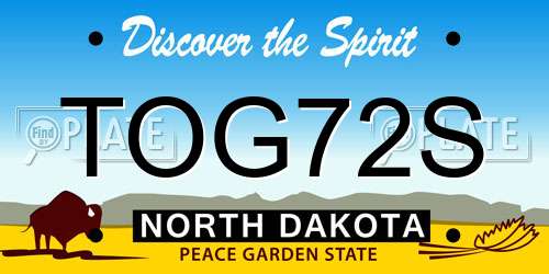 TOG72S North Dakota License Plate