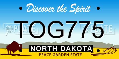 TOG775 North Dakota License Plate