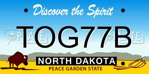 TOG77B North Dakota License Plate