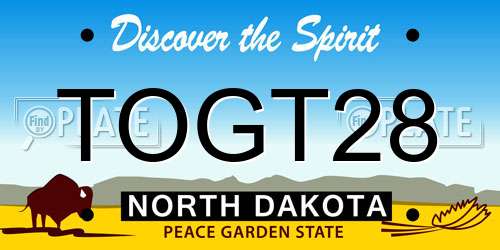 TOGT28 North Dakota License Plate