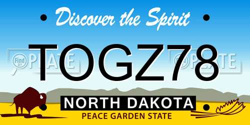 TOGZ78 North Dakota License Plate