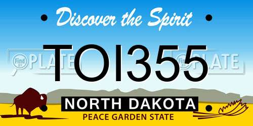 TOI355 North Dakota License Plate