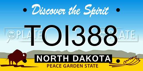 TOI388 North Dakota License Plate