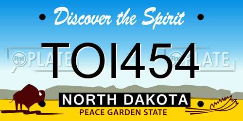 TOI454 North Dakota License Plate