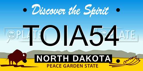 TOIA54 North Dakota License Plate