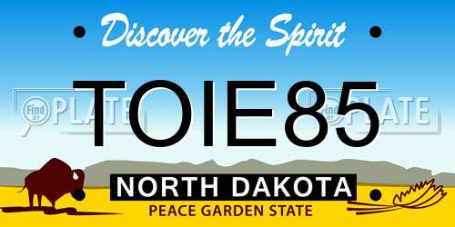TOIE85 North Dakota License Plate