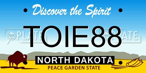 TOIE88 North Dakota License Plate