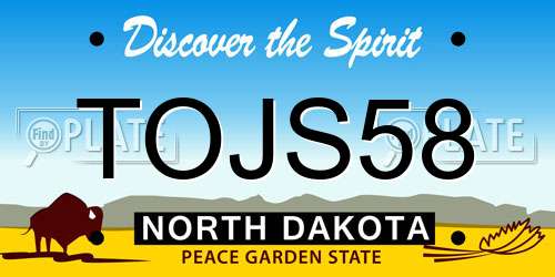 TOJS58 North Dakota License Plate