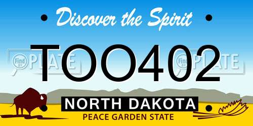 TOO402 North Dakota License Plate