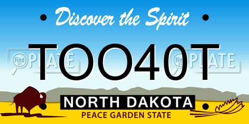TOO40T North Dakota License Plate