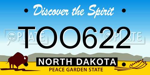 TOO622 North Dakota License Plate