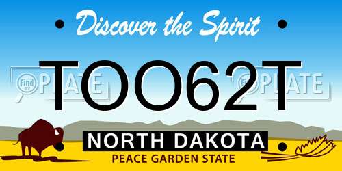 TOO62T North Dakota License Plate