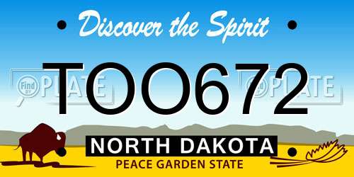 TOO672 North Dakota License Plate