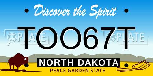 TOO67T North Dakota License Plate