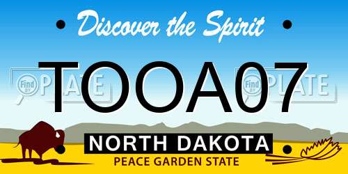 TOOA07 North Dakota License Plate
