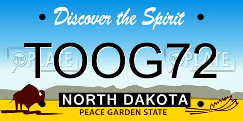 TOOG72 North Dakota License Plate