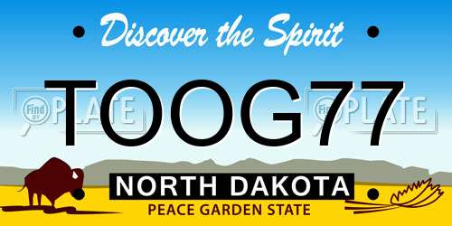 TOOG77 North Dakota License Plate