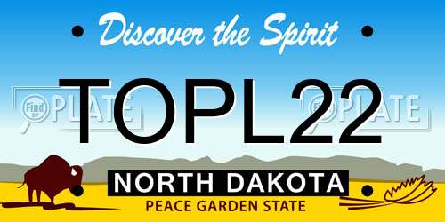 TOPL22 North Dakota License Plate