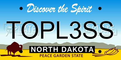 TOPL3SS North Dakota License Plate