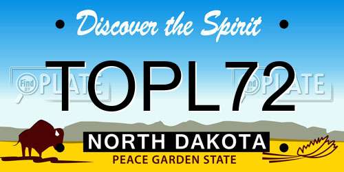 TOPL72 North Dakota License Plate